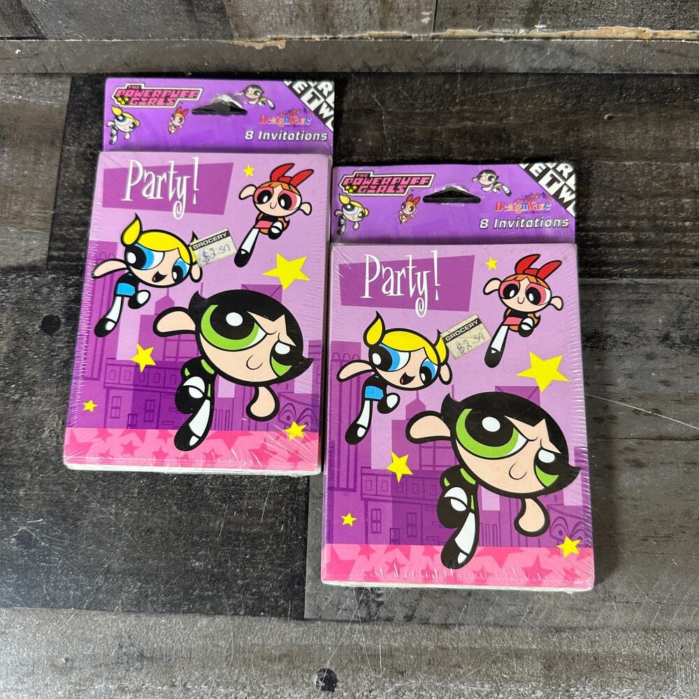 Powerpuff Girls Party Invitations ~ 8 count Sealed Lot of 2